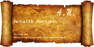 Antalik Mariann névjegykártya